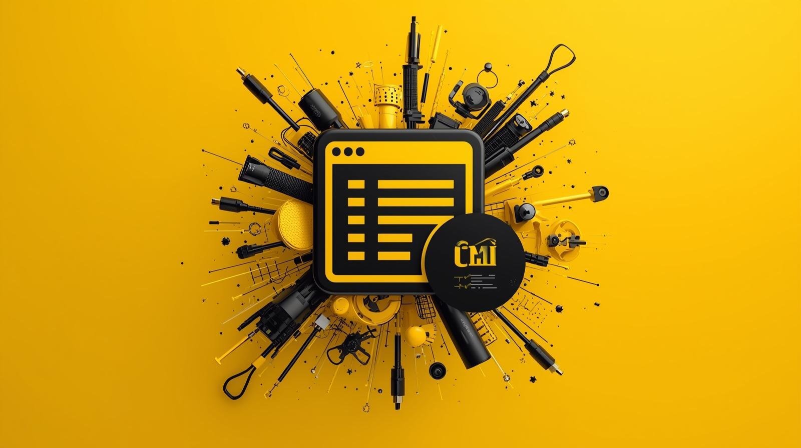 something for an icon for offering Website & CMS as a setup service for an image for my servces black and yellowdiffeern